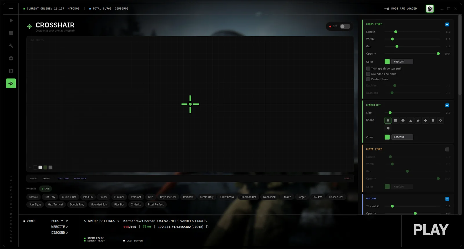DayZ Advanced Launcher Crosshair Customizer