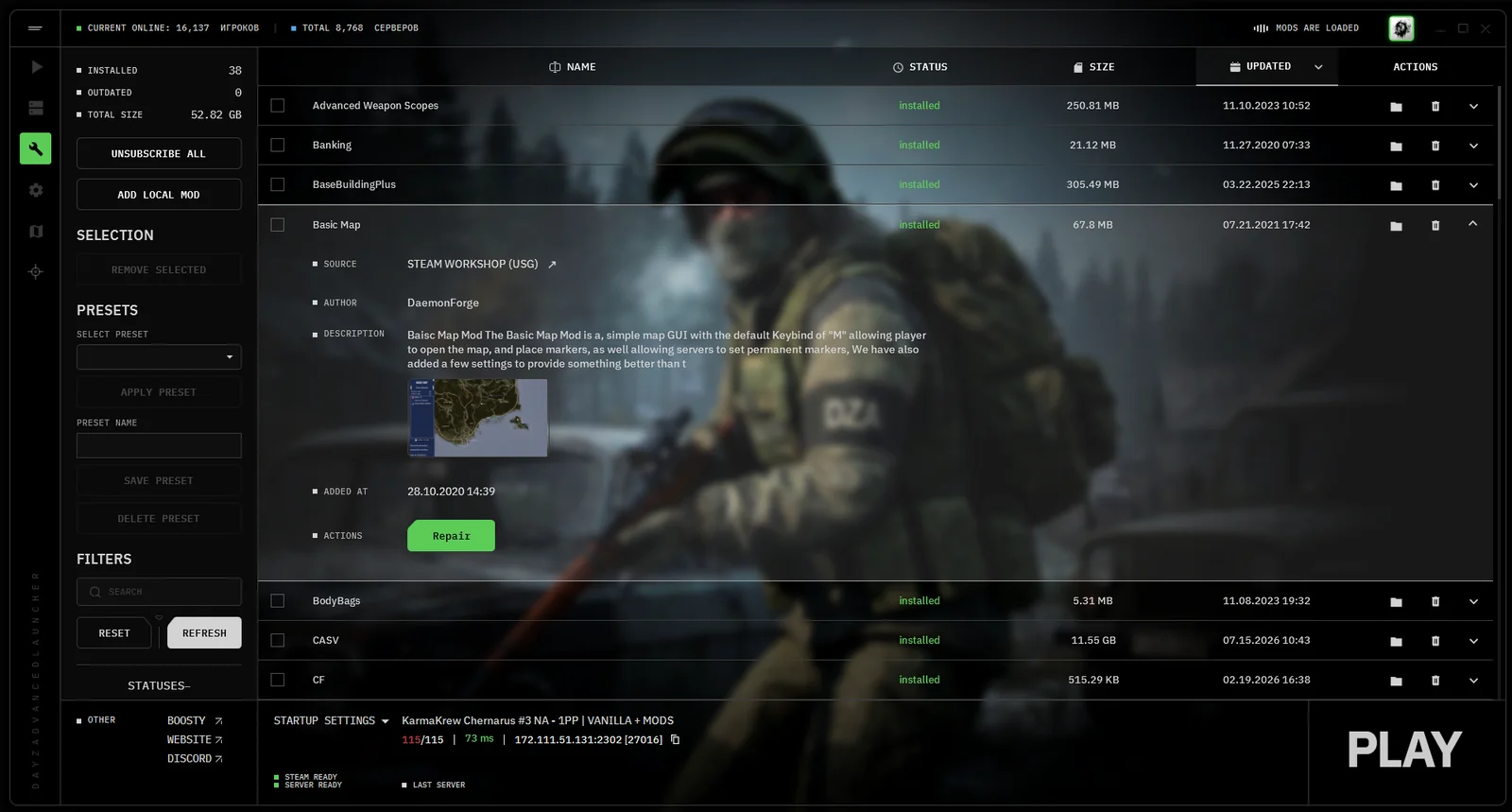 DayZ Advanced Launcher Mods