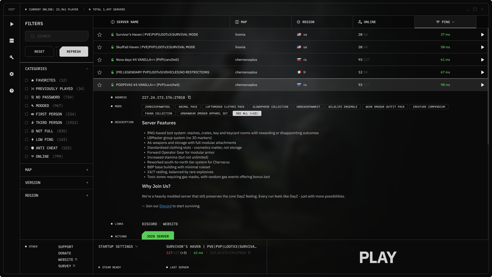 DayZ Advanced Launcher Servers