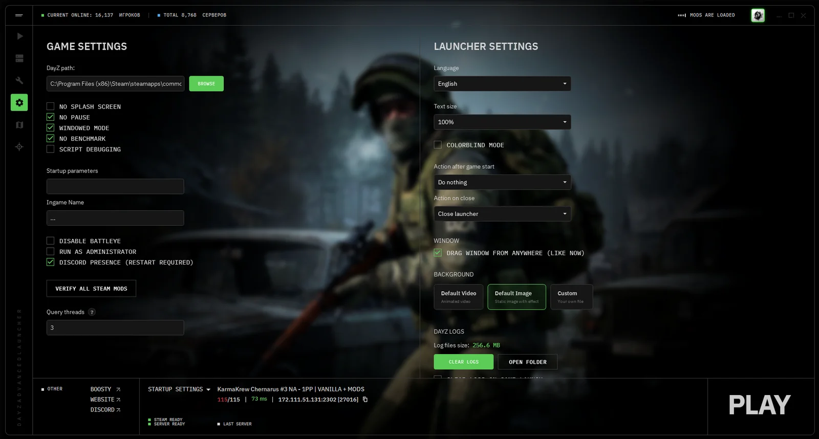 DayZ Advanced Launcher Settings
